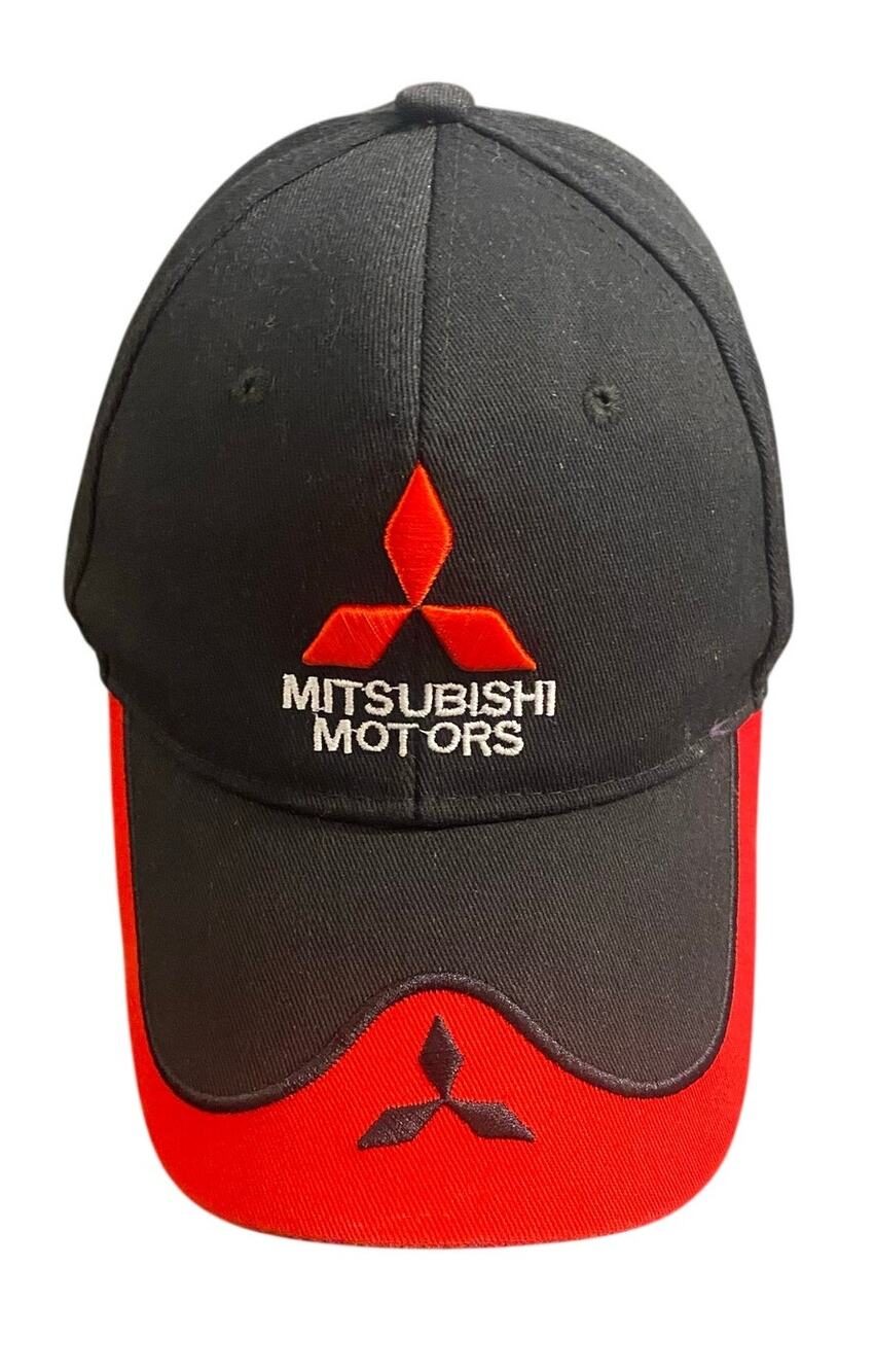 Mitsubishi Motors MMC Black Red Embroidered Adjustable Racing Hat Cap EVO JDM
